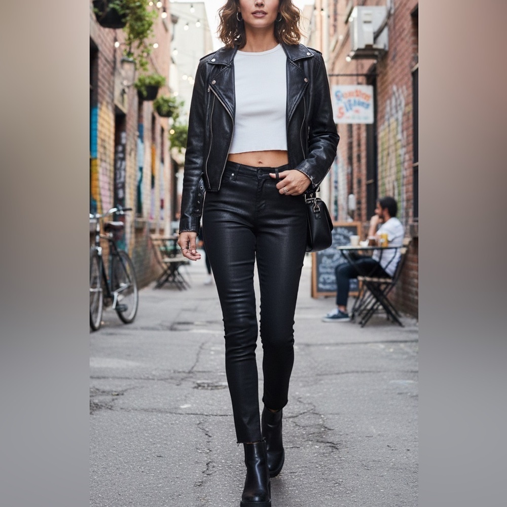 Eileen Fisher Waxed Black Denim Organic Jeans